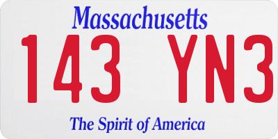 MA license plate 143YN3
