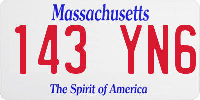 MA license plate 143YN6