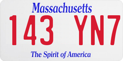 MA license plate 143YN7