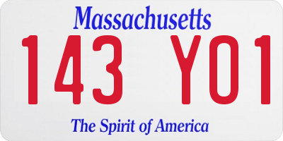 MA license plate 143YO1