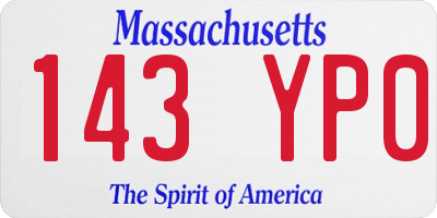 MA license plate 143YP0