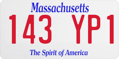 MA license plate 143YP1