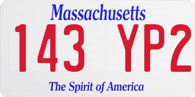 MA license plate 143YP2