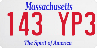 MA license plate 143YP3
