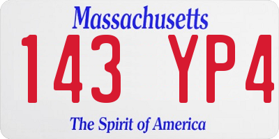 MA license plate 143YP4