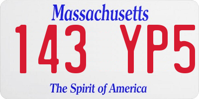 MA license plate 143YP5