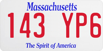 MA license plate 143YP6