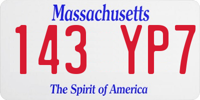 MA license plate 143YP7