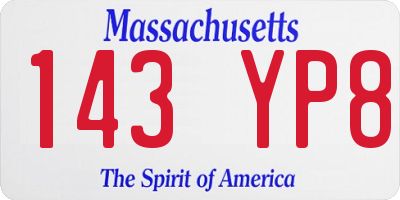 MA license plate 143YP8