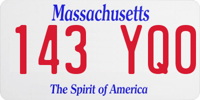 MA license plate 143YQ0