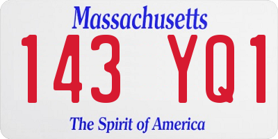 MA license plate 143YQ1