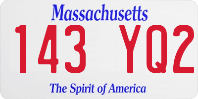 MA license plate 143YQ2