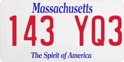 MA license plate 143YQ3