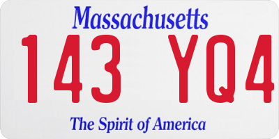 MA license plate 143YQ4