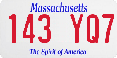 MA license plate 143YQ7