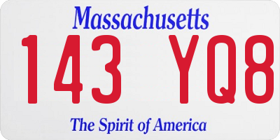 MA license plate 143YQ8