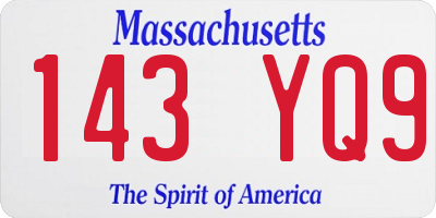 MA license plate 143YQ9