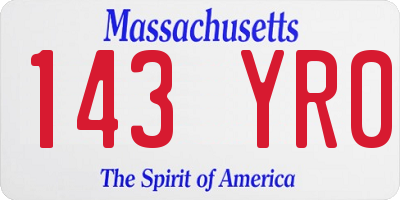 MA license plate 143YR0