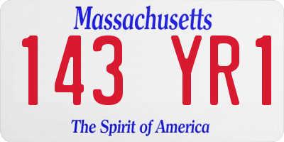 MA license plate 143YR1