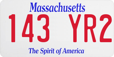 MA license plate 143YR2