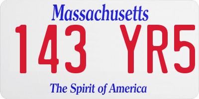 MA license plate 143YR5