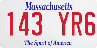 MA license plate 143YR6