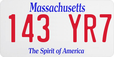 MA license plate 143YR7