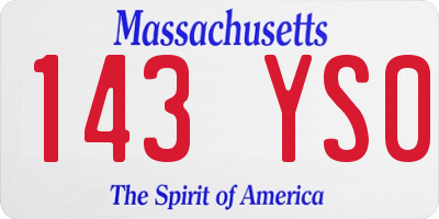 MA license plate 143YS0