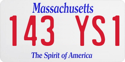 MA license plate 143YS1