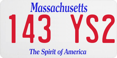 MA license plate 143YS2