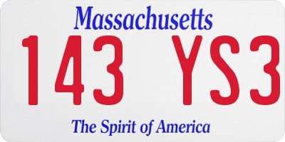 MA license plate 143YS3