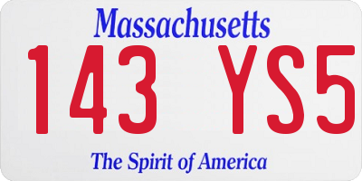 MA license plate 143YS5