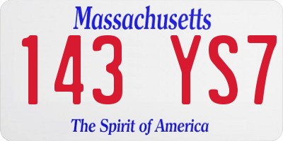 MA license plate 143YS7