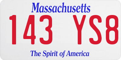 MA license plate 143YS8