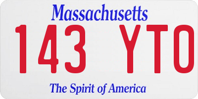 MA license plate 143YT0