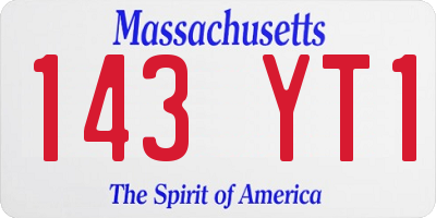 MA license plate 143YT1