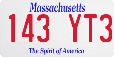 MA license plate 143YT3