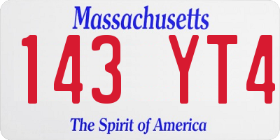 MA license plate 143YT4