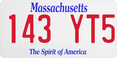 MA license plate 143YT5