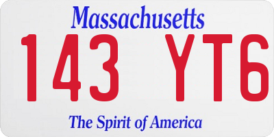 MA license plate 143YT6