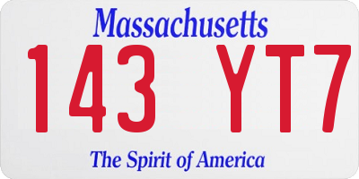 MA license plate 143YT7