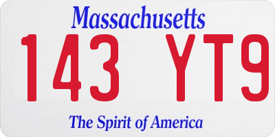 MA license plate 143YT9