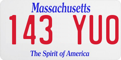 MA license plate 143YU0
