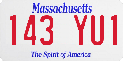 MA license plate 143YU1