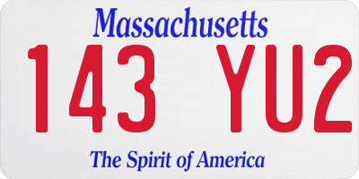 MA license plate 143YU2