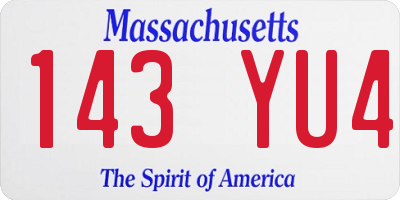 MA license plate 143YU4