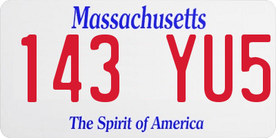 MA license plate 143YU5
