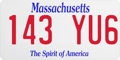 MA license plate 143YU6