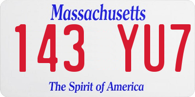 MA license plate 143YU7