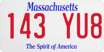 MA license plate 143YU8